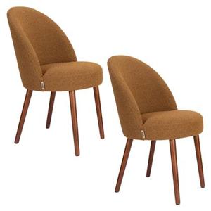 Dutchbone Barbara Eetkamerstoelen Boucle Ochre Bruin - Set van 2