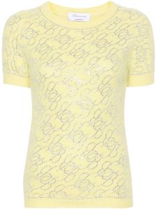 Blumarine haut en maille à ornements en cristal - Jaune