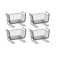 Zeller opberg opruim kast hangmandjes - 7x - zwart - met haken 31 x 26 x 20 cm - Organiseren