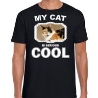 Lapjeskat katten / poezen t-shirt my cat is serious cool zwart voor heren