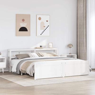 Bedframe met hoofdeinde zonder matras 200x200 cm wit