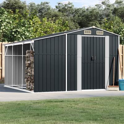 Tuinschuur 277x279x179 cm gegalvaniseerd staal antracietkleurig