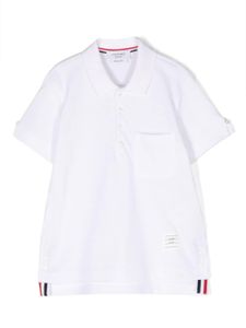 Thom Browne Kids polo en coton à patch logo - Blanc