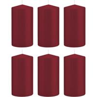 Cilinderkaars/stompkaars - 6x - bordeauxrood - 8 x 15 cm - 69 branduren