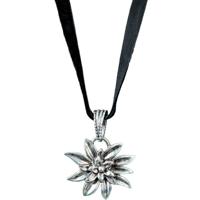 Oktoberfeest Edelweiss ketting - tirolerfeest - zilver/zwart - dames - Carnaval Oktoberfeest Edelweiss ketting - tirolerfeest - zilver/zwart - dames - Carnaval
