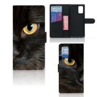 Samsung Galaxy A02s | M02s | Telefoonhoesje | Met pasjeshouder | Zwarte Kat