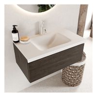 Mondiaz Bukla 80cm badmeubel modulair dark brown 1 lade met wastafel midden 1 kraangat kleur talc