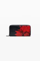 Portemonnee met groot bloemeffect leer - BLACK - U Portemonnee met groot bloemeffect leer - BLACK - U