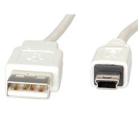 VALUE USB 2.0 Kabel , Typ A 5 Pin Mini , wit, 0,8 m - thumbnail