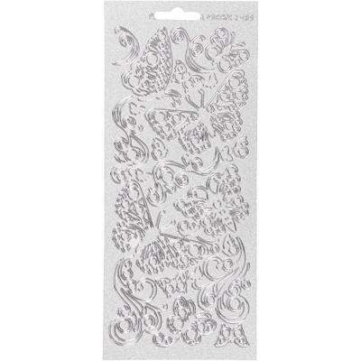 Creativ Company Stickers, vlinders, vel 10x23 cm, zilver, 1 vel