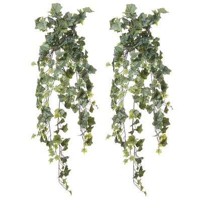 Louis Maes kunstplant met blaadjes hangplant Klimop/hedera - 2x - groen - 105 cm