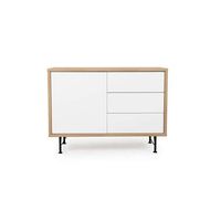 Tenzo dressoir Flow 1 deur en 3 lades - eikenkleur/wit - 79x111x44 cm - Leen Bakker