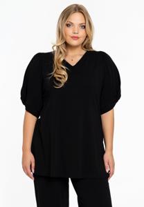 Yoek Tuniek flare met pofmouwen | Zwart | Maat 54/56