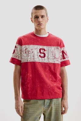 Bedrukt gebreid T-shirt - RED - S Bedrukt gebreid T-shirt - RED - S