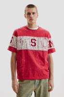 Bedrukt gebreid T-shirt - RED - L
