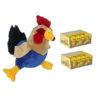 Pluche kippen/hanen knuffel van 20 cm met 16x stuks mini kuikentjes 3 cm - Feestdecoratievoorwerp - thumbnail