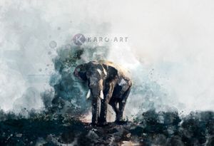 Karo-art Schilderij - aquarel olifant (op canvas geprint), 3 maten , Multikleur , Premium print