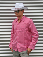 Cowboy blouse roze voor heren - thumbnail