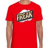 Freak fun tekst t-shirt voor heren rood in 3D effect