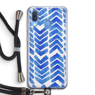 Blauwe pijlen: Samsung Galaxy A40 Transparant Hoesje met koord