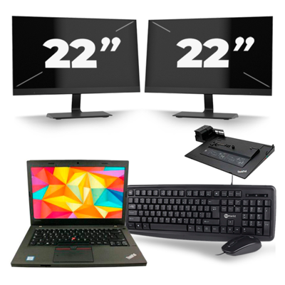 Lenovo ThinkPad L470 - Intel Core i5-7e Generatie - 14 inch - 8GB RAM - 256GB SSD - Windows 11 + 2x 22 inch Monitor