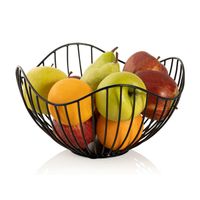 Parya Home - Fruitschaal metaal ø 25 H 14 cm broodmand set 2 delig fruitmand metaal zwart of goud rond Wave