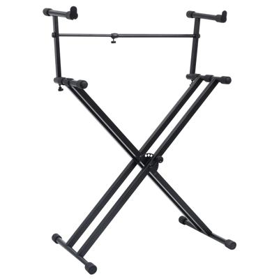 Keyboardstandaard X-frame dubbel versterkt zwart