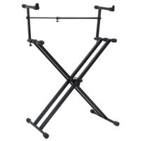 Keyboardstandaard X-frame dubbel versterkt zwart