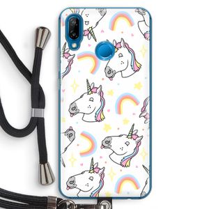 Rainbow Unicorn: Huawei P20 Lite Transparant Hoesje met koord