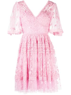 Needle & Thread robe courte en dentelle à encolure cœur - Rose