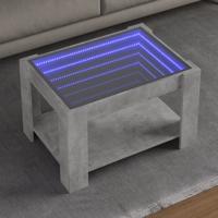 Salontafel met LED 73x53x45 cm bewerkt hout betongrijs