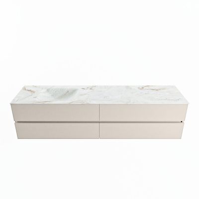MONDIAZ VICA-DLUX 200cm badmeubel onderkast Linen 4 lades. Inbouw wastafel CLOUD links 1 kraangat, kleur Frappe.