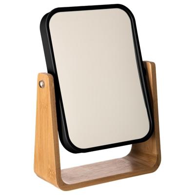 Dubbele make-up spiegel - op voet - 16 x 6 x 22 cm - zwart - scheerspiegel - Badkamer spiegel