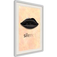 Ingelijste Poster - Silence lippen Witte lijst met passe-partout