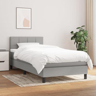 Boxspring met matras stof lichtgrijs 90x190 cm