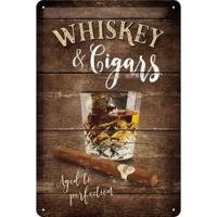 Nostalgic Art wandbord/muurplaatje - metaal - Whisky and Cigars - 20 x 30 cm - Mancave - thumbnail