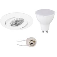 LED Spot Set - Aigi - Pragmi Uranio Pro - GU10 Fitting - Inbouw Rond - Mat Wit - 6W - Warm Wit 3000K - Kantelbaar - Ø82mm - thumbnail