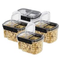 Voorraad bus - 4x - transparant - 1700 ml - 14 x 11 x 22 cm - met deksel - voorraadbus/bakjes