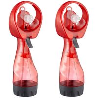 Cepewa Ventilator/waterverstuiver voor in je hand - 2x - Verkoeling in zomer - 25 cm - Rood - Handventilatoren - thumbnail