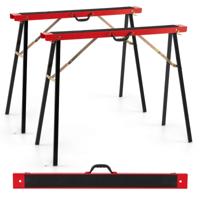 2-Pack Draagbare Zaagbok van Gegalvaniseerd Metaal met Antislip Bovenkant Zwart + Rood