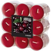 Geur theelichtjes/waxinelichtjes - transparant - 18x - Cherry aroma - 6 branduren