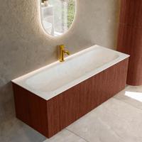 Badmeubel Mondiaz Kurve-Dlux | 120 cm cm | Meubelkleur Ruby | Wastafelkleur Opalo | Solid surface | Wasbak midden spoelbak | 1 kraangat