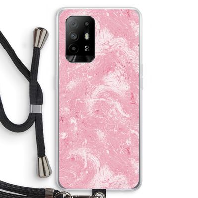 Abstract Painting Pink: Oppo A94 5G Transparant Hoesje met koord