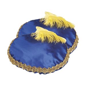 Pieten baret - 2x - blauw - met veer - voor volwassenen