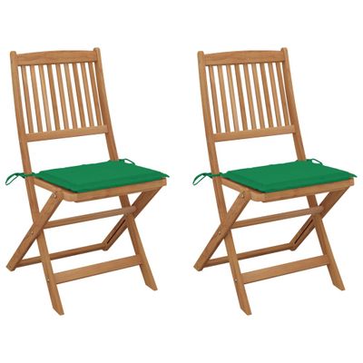VidaXL Set van 2 klapstoelen met kussens, gemaakt van massief acaciahout. VidaXL Set van 2 klapstoelen met kussens, gemaakt van massief acaciahout.