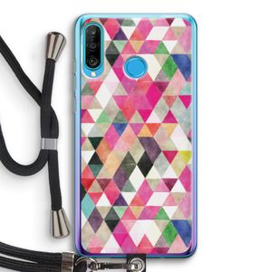 Gekleurde driehoekjes: Huawei P30 Lite Transparant Hoesje met koord
