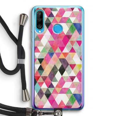 Gekleurde driehoekjes: Huawei P30 Lite Transparant Hoesje met koord