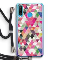 Gekleurde driehoekjes: Huawei P30 Lite Transparant Hoesje met koord