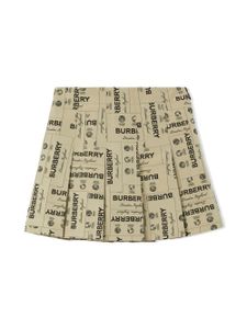 Burberry Kids minijupe plissée à logo en jacquard - Tons neutres