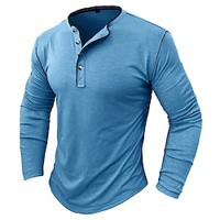 Voor heren Henley-shirt T-shirt Effen Kleur Henley Buiten Straat Lange mouw nappi Kleding Modieus Dagelijks Lightinthebox